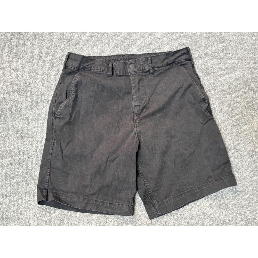 American Eagle Outfitters Chino Shorts Mens 30 Black Tech Twill 8" Inseam Casual